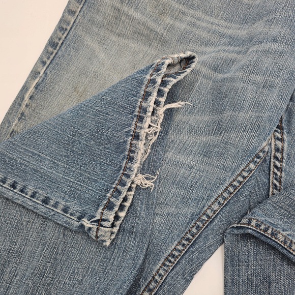 Levi's 550 Mens Relaxed Straight Blue Jeans Distressed Ripped Size 38x30 - Picture 7 of 9